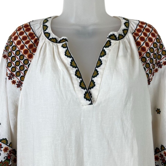 Karen Kane Dress Linen Cotton Blend Embroidered Ruffle Hem - Picture 4 of 9